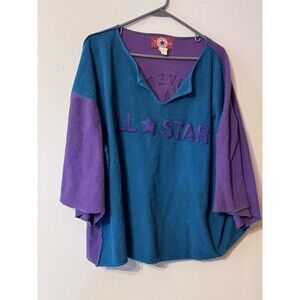 Vintage Converse All Star Pullover Sweatshirt Retro Unisex Large Purple/Teal
